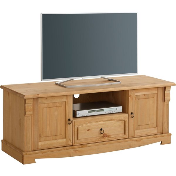OTTO home Lowboard Anna, TV-Bank, TV-Schrank, im Landhaustil (Gesamtmaße (B/T/H): ca. 140/44/50 cm), TV-Board, Breite 140 cm, 2 Türen, 1 Schublade, Massivholz, 