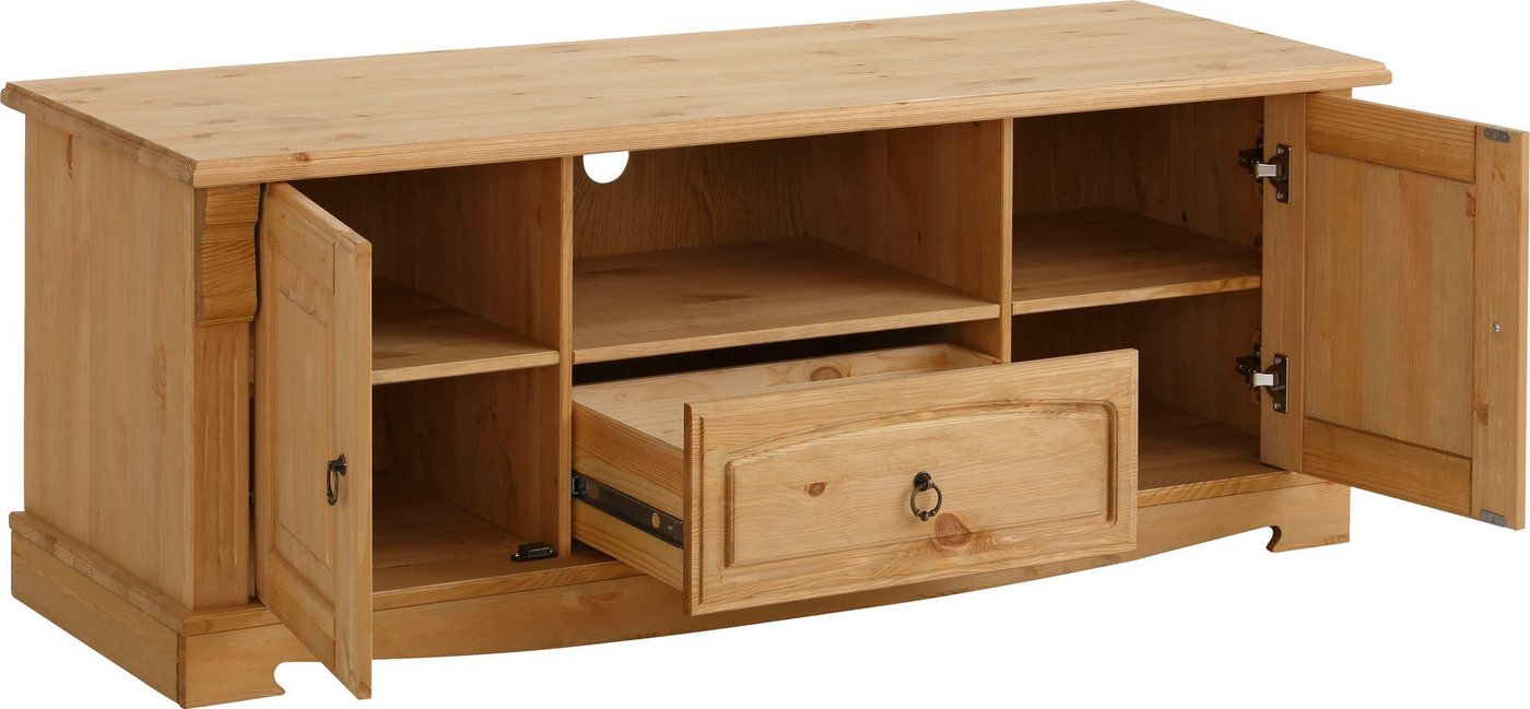 OTTO home Lowboard Anna, TV-Bank, TV-Schrank, im Landhaustil (Gesamtmaße (B/T/H): ca. 140/44/50 cm), TV-Board, Breite 140 cm, 2 Türen, 1 Schublade, Massivholz,  – Bild 5 von 5