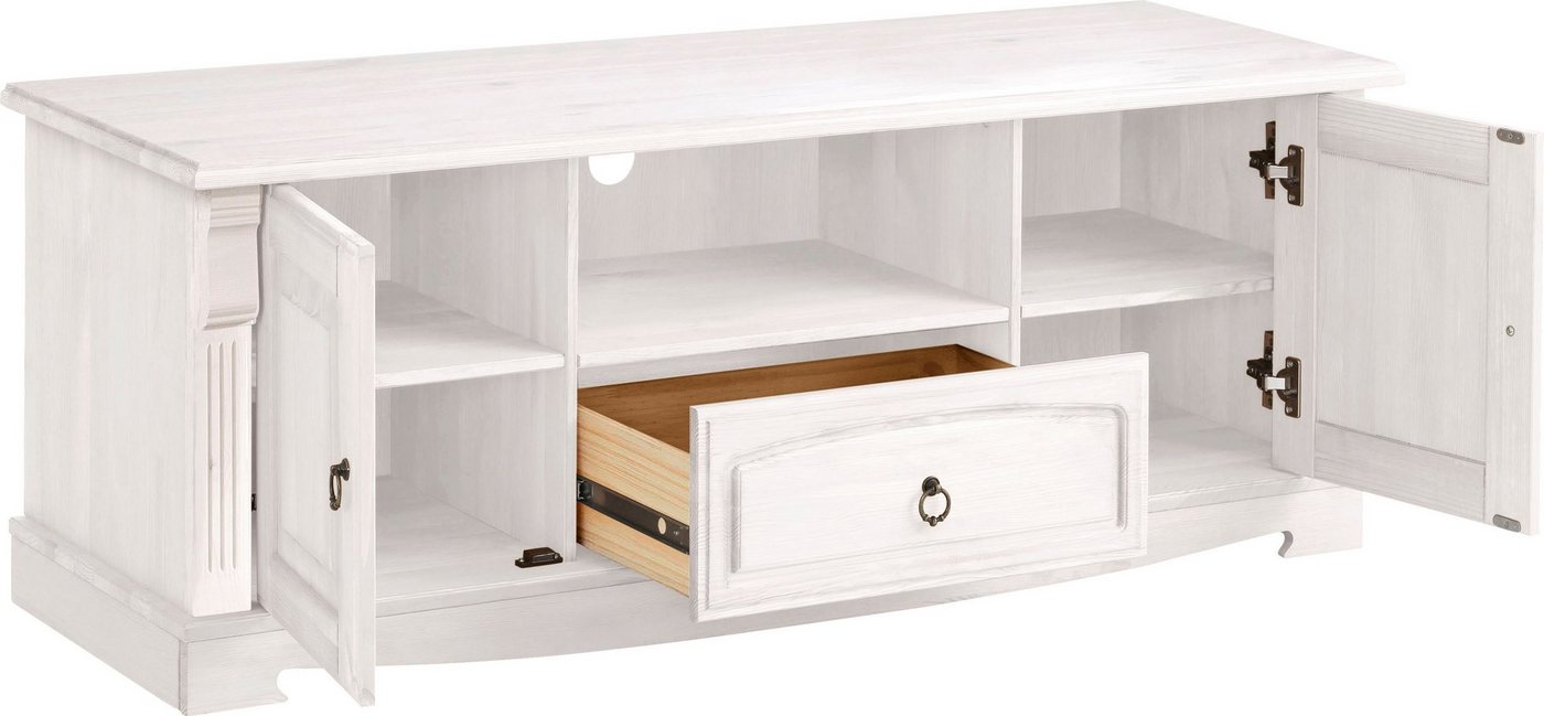 OTTO home Lowboard Anna, TV-Bank, TV-Schrank, im Landhaustil (Gesamtmaße (B/T/H): ca. 140/44/50 cm), TV-Board, Breite 140 cm, 2 Türen, 1 Schublade, Massivholz,  – Bild 4 von 5
