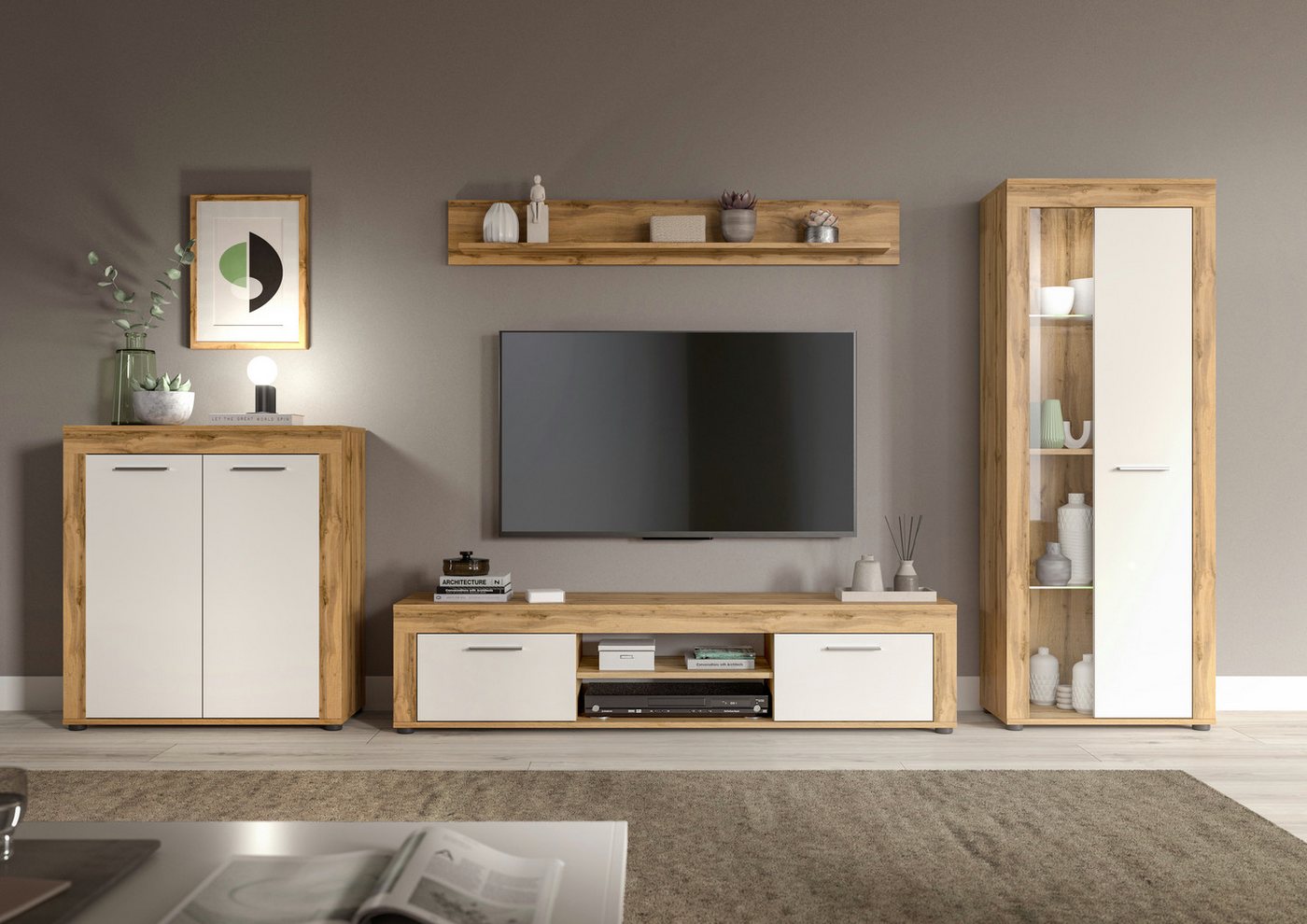 OTTO home Lowboard AOSTA, Breite 160 cm, 2 Klappen, 2 offene Fächer (in verschiedenen Farbausführungen, individuell kombinierbar), TV-Board, Mediaboard, TV-Möbe – Bild 2 von 5