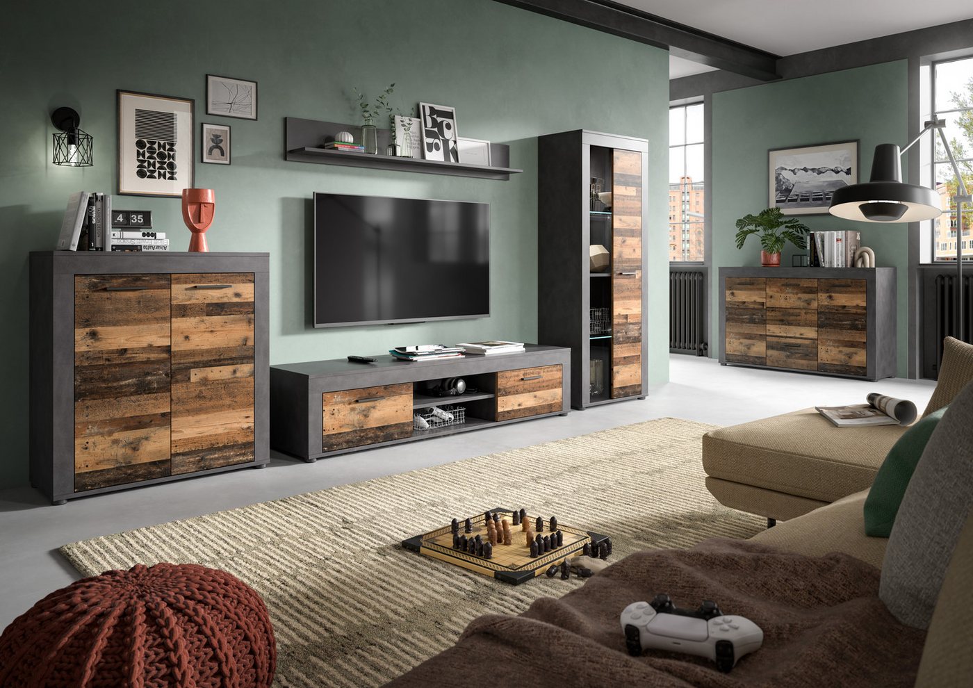 OTTO home Lowboard AOSTA, Breite 160 cm, 2 Klappen, 2 offene Fächer (in verschiedenen Farbausführungen, individuell kombinierbar), TV-Board, Mediaboard, TV-Möbe – Bild 5 von 5
