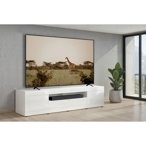 OTTO home Lowboard Basic, 245 cm breit, 47 cm tief, 2 Türen, 1 Schubkasten, Medienboard, Hochglanz Lack, Metallgriffe, geeignet für bis zu 98-Zoll-TV