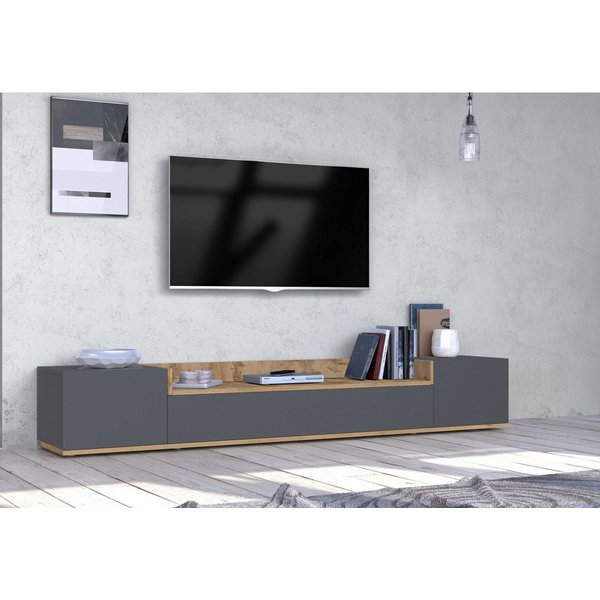 OTTO home Lowboard BOLSENA,TV-Kommode, TV-Möbel,TV-Bank, 4 Fächer und offenes Ablagefach (1 St), stehend/hängend montierbar, Made in Italy, B/T/H: 200 × 35 × 31