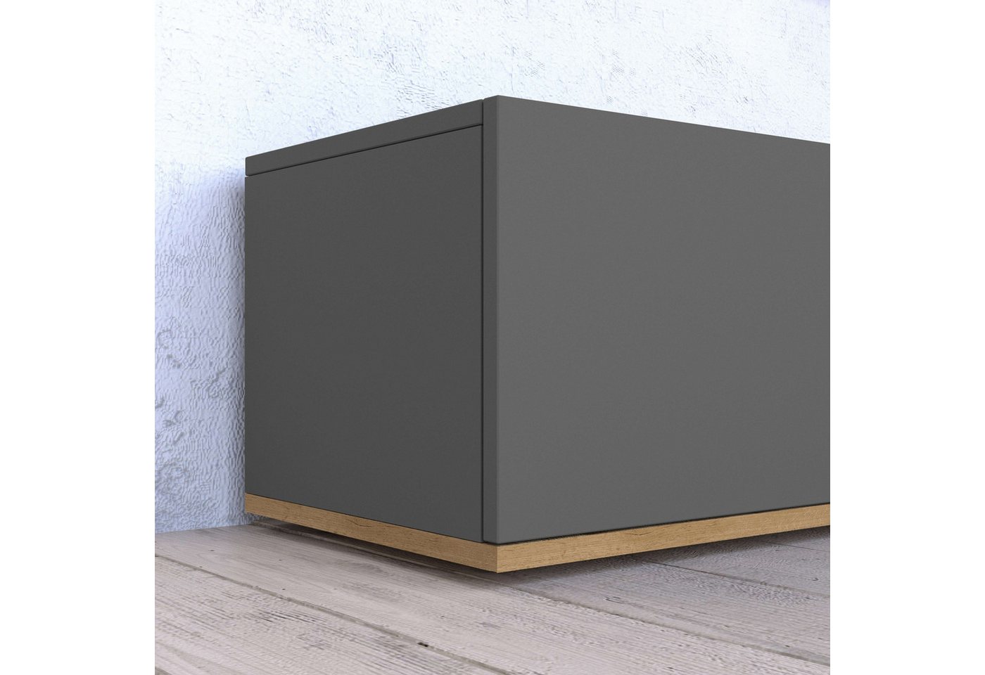 OTTO home Lowboard BOLSENA,TV-Kommode, TV-Möbel,TV-Bank, 4 Fächer und offenes Ablagefach (1 St), stehend/hängend montierbar, Made in Italy, B/T/H: 200 × 35 × 31 – Bild 5 von 5