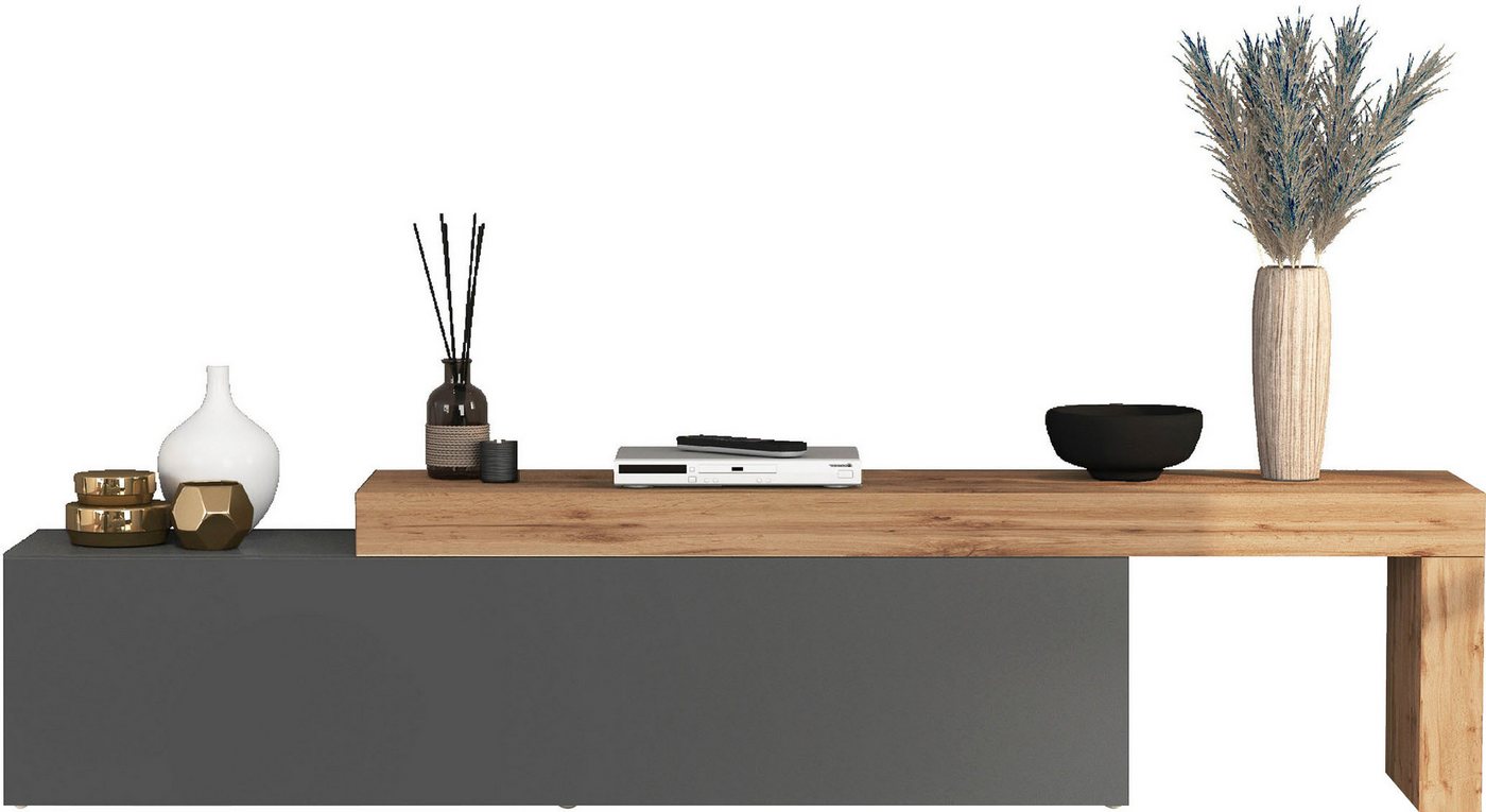 OTTO home Lowboard Lowboard Chronos TV-Board, TV-Schrank (Spar-Set, 1 St., Breite verstellbar von 190 bis 350 cm), Breite 270 cm TV-Board,Lowboard,1 Klappe und  – Bild 2 von 5
