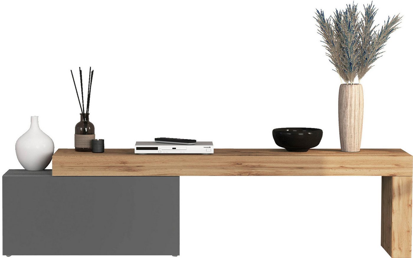OTTO home Lowboard Lowboard Chronos TV-Board, TV-Schrank (Spar-Set, 1 St., Breite verstellbar von 180 bis 260 cm), Breite 220 cm TV-Board,Lowboard,1 Klappe und  – Bild 2 von 5