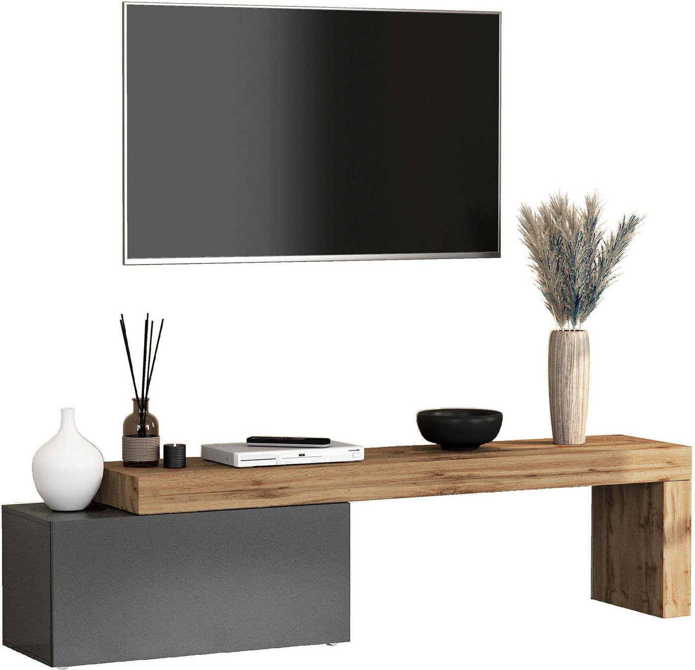 OTTO home Lowboard Lowboard Chronos TV-Board, TV-Schrank (Spar-Set, 1 St., Breite verstellbar von 180 bis 260 cm), Breite 220 cm TV-Board,Lowboard,1 Klappe und  – Bild 5 von 5