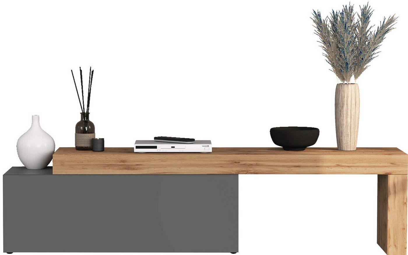OTTO home Lowboard Lowboard Chronos TV-Board, TV-Schrank (Spar-Set, 1 St., Breite verstellbar von 180 bis 290 cm), Breite 240 cm TV-Board,Lowboard,1 Klappe und  – Bild 2 von 5