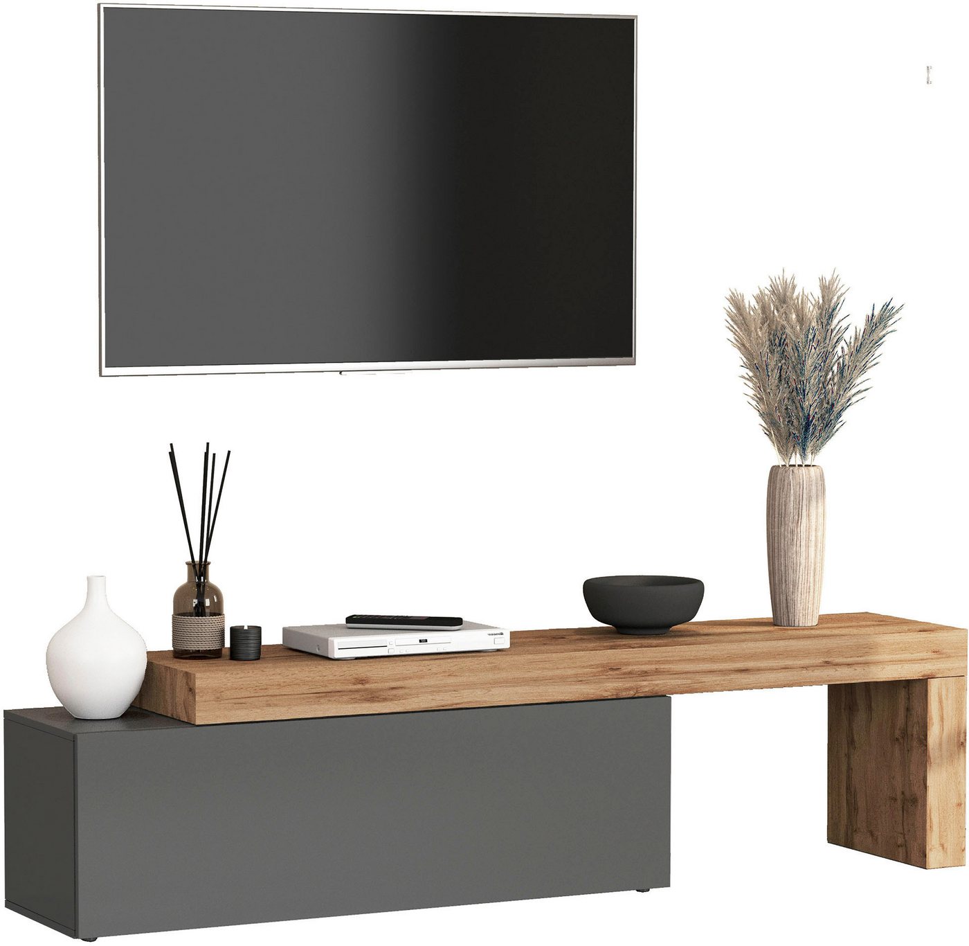 OTTO home Lowboard Lowboard Chronos TV-Board, TV-Schrank (Spar-Set, 1 St., Breite verstellbar von 180 bis 290 cm), Breite 240 cm TV-Board,Lowboard,1 Klappe und  – Bild 5 von 5