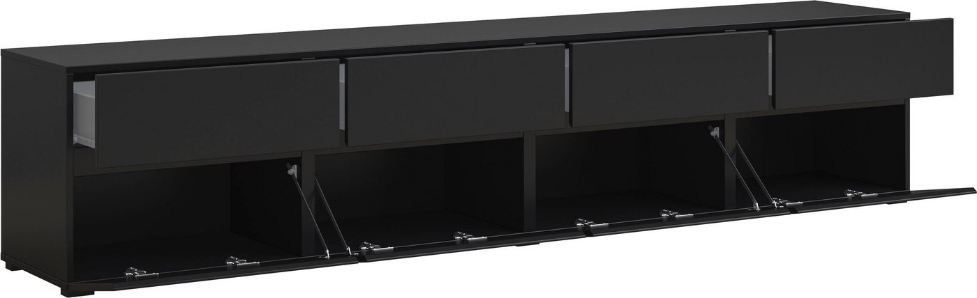 OTTO home Lowboard Cross,Breite 225 cm, moderne grifflose TV-Kommode, Breite 225 cm, TV-Schrank mit viel Stauraum, TV-Board – Bild 5 von 5