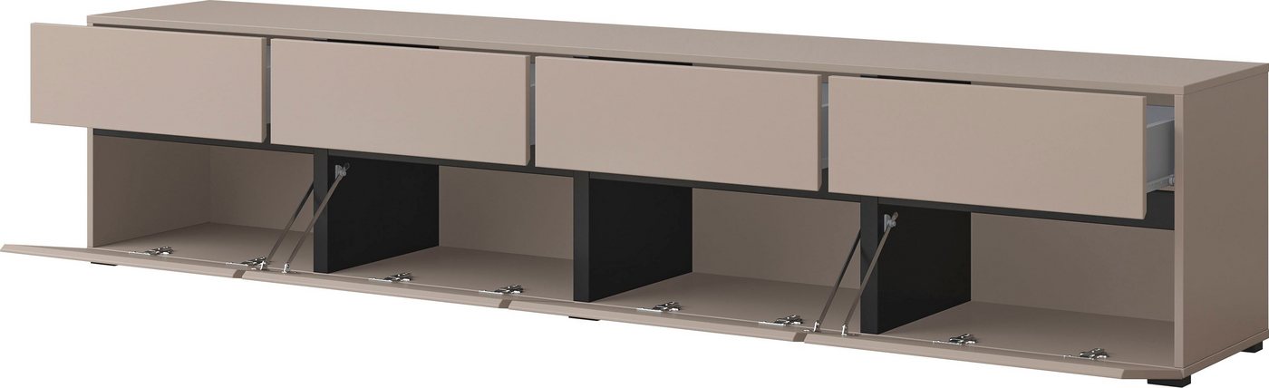 OTTO home Lowboard Cross,Breite 225 cm, moderne grifflose TV-Kommode, Breite 225 cm, TV-Schrank mit viel Stauraum, TV-Board – Bild 4 von 5