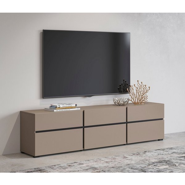 OTTO home Lowboard Cross, moderne grifflose TV-Kommode,3 Klappen/3 Schubkästen, Breite 180 cm, TV-Schrank mit viel Stauraum, TV-Board