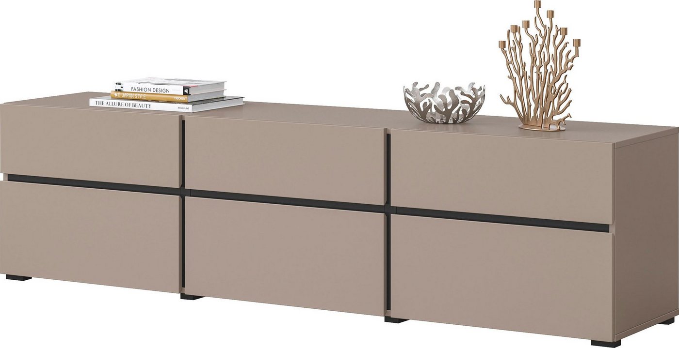 OTTO home Lowboard Cross, moderne grifflose TV-Kommode,3 Klappen/3 Schubkästen, Breite 180 cm, TV-Schrank mit viel Stauraum, TV-Board – Bild 3 von 5