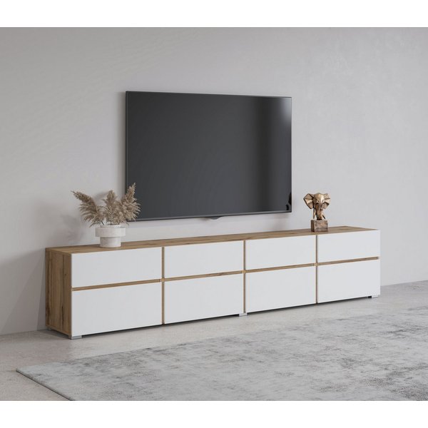 OTTO home Lowboard Cross,Breite 225 cm, moderne grifflose TV-Kommode, Breite 225 cm, TV-Schrank mit viel Stauraum, TV-Board