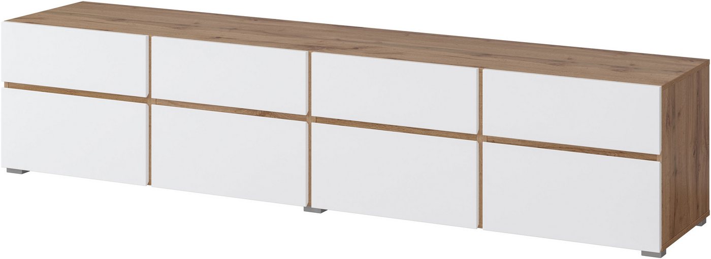 OTTO home Lowboard Cross,Breite 225 cm, moderne grifflose TV-Kommode, Breite 225 cm, TV-Schrank mit viel Stauraum, TV-Board – Bild 2 von 5