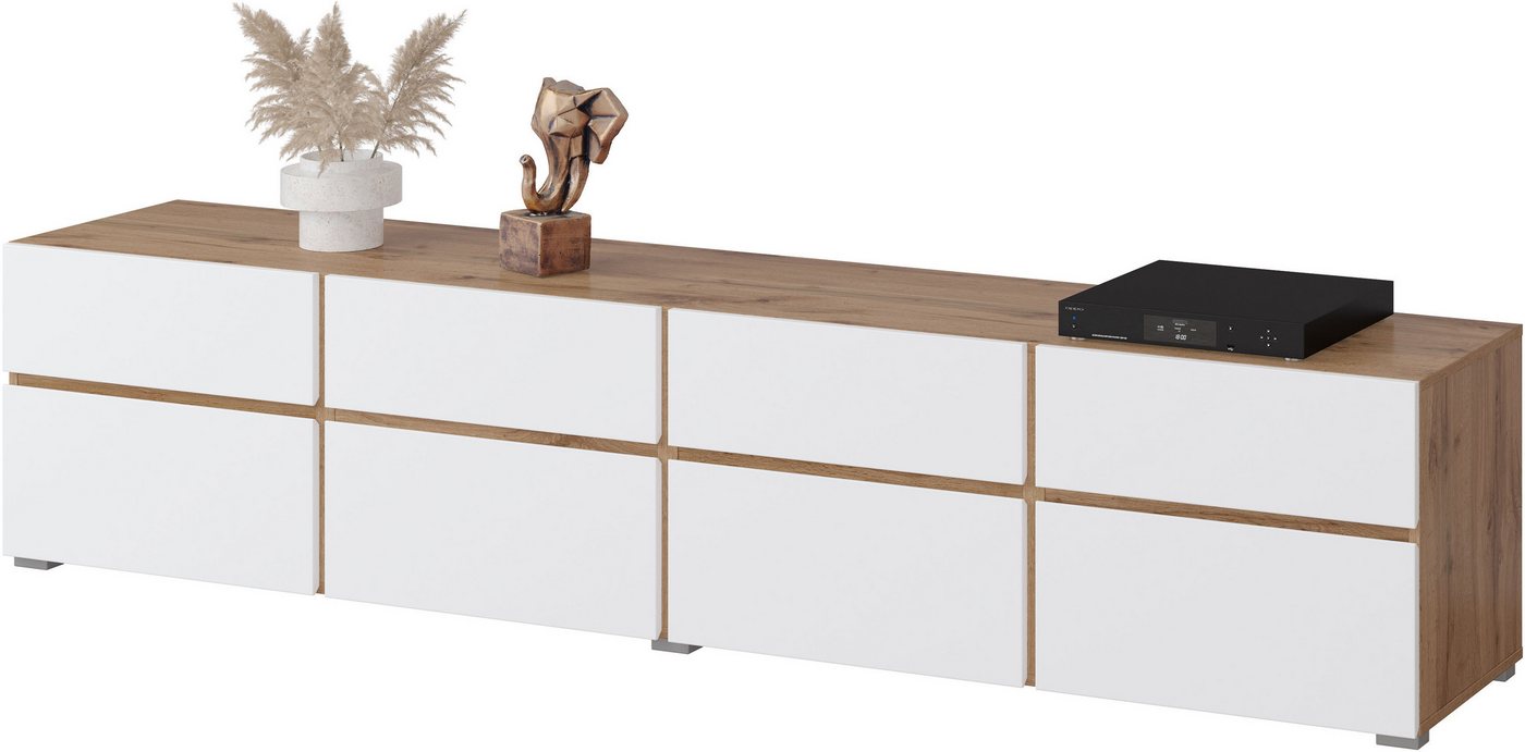 OTTO home Lowboard Cross,Breite 225 cm, moderne grifflose TV-Kommode, Breite 225 cm, TV-Schrank mit viel Stauraum, TV-Board – Bild 3 von 5