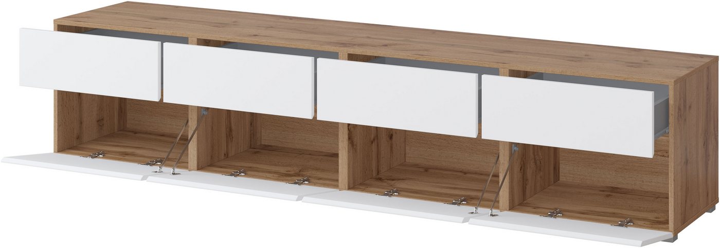 OTTO home Lowboard Cross,Breite 225 cm, moderne grifflose TV-Kommode, Breite 225 cm, TV-Schrank mit viel Stauraum, TV-Board – Bild 5 von 5