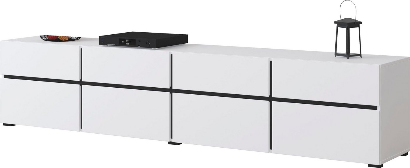 OTTO home Lowboard Cross,Breite 225 cm, moderne grifflose TV-Kommode, Breite 225 cm, TV-Schrank mit viel Stauraum, TV-Board – Bild 3 von 5