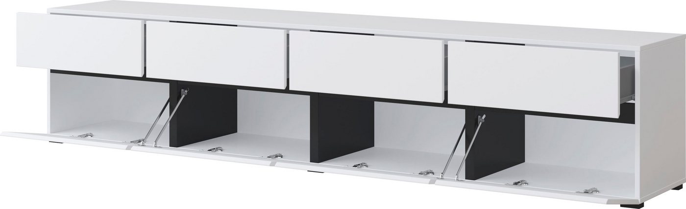 OTTO home Lowboard Cross,Breite 225 cm, moderne grifflose TV-Kommode, Breite 225 cm, TV-Schrank mit viel Stauraum, TV-Board – Bild 4 von 5