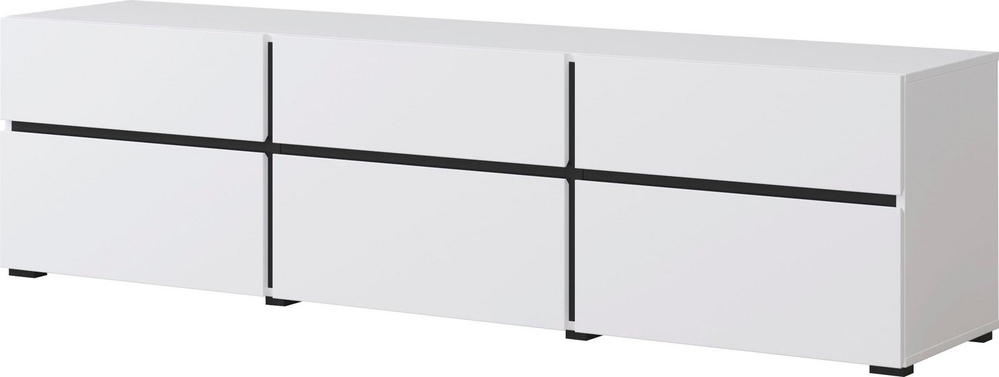 OTTO home Lowboard Cross, moderne grifflose TV-Kommode,3 Klappen/3 Schubkästen, Breite 180 cm, TV-Schrank mit viel Stauraum, TV-Board – Bild 2 von 5