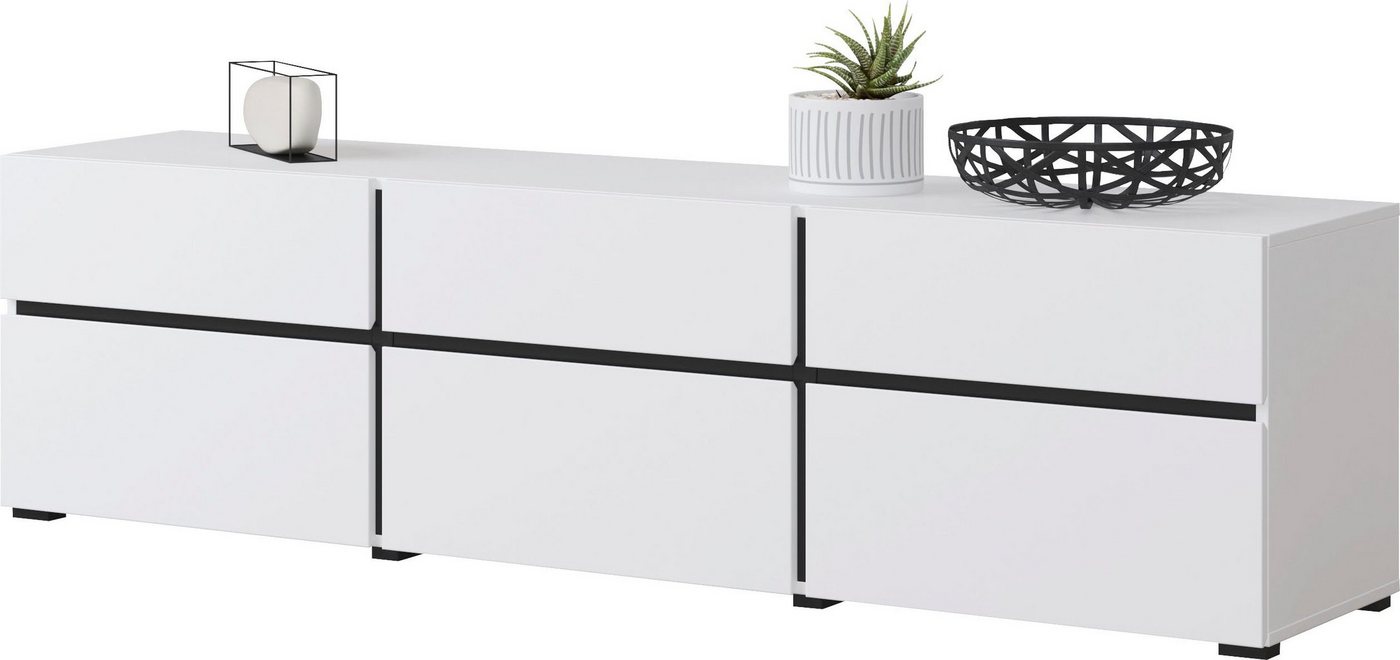 OTTO home Lowboard Cross, moderne grifflose TV-Kommode,3 Klappen/3 Schubkästen, Breite 180 cm, TV-Schrank mit viel Stauraum, TV-Board – Bild 3 von 5