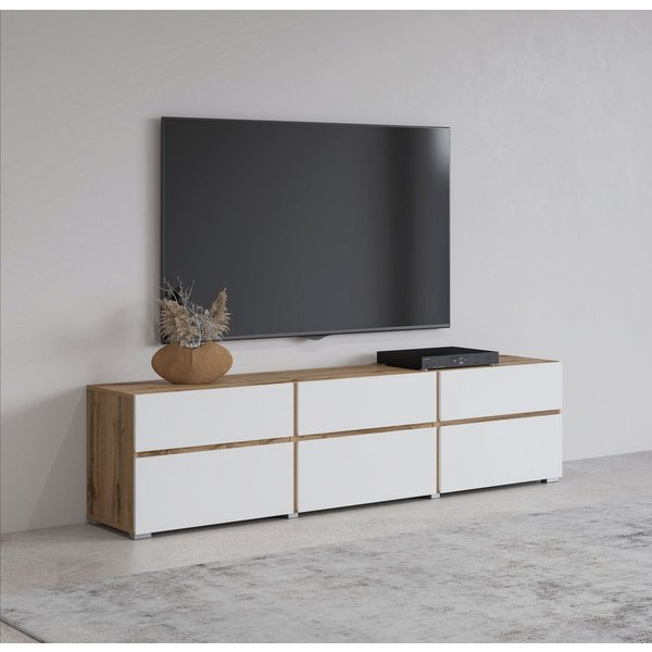 OTTO home Lowboard Cross, moderne grifflose TV-Kommode,3 Klappen/3 Schubkästen, Breite 180 cm, TV-Schrank mit viel Stauraum, TV-Board