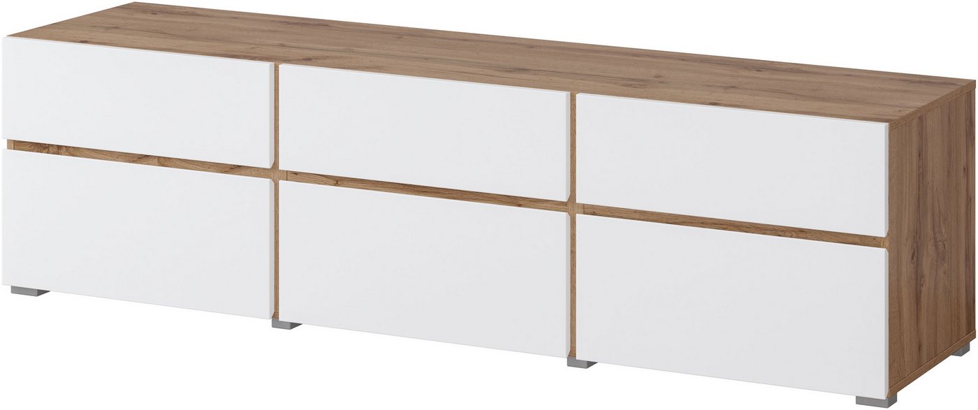 OTTO home Lowboard Cross, moderne grifflose TV-Kommode,3 Klappen/3 Schubkästen, Breite 180 cm, TV-Schrank mit viel Stauraum, TV-Board – Bild 2 von 5