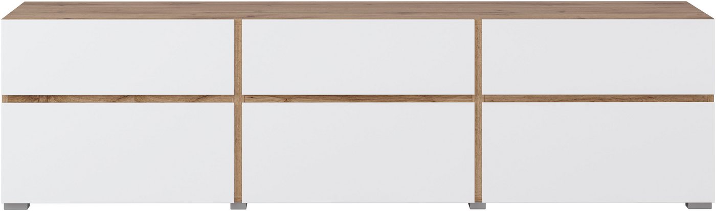OTTO home Lowboard Cross, moderne grifflose TV-Kommode,3 Klappen/3 Schubkästen, Breite 180 cm, TV-Schrank mit viel Stauraum, TV-Board – Bild 4 von 5