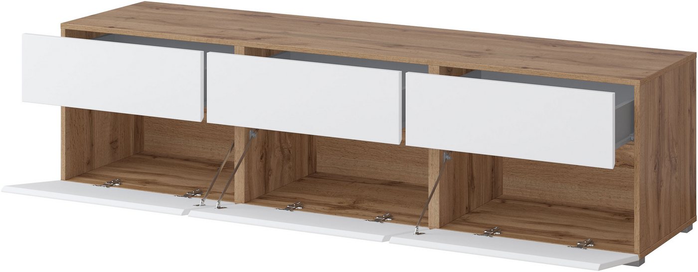 OTTO home Lowboard Cross, moderne grifflose TV-Kommode,3 Klappen/3 Schubkästen, Breite 180 cm, TV-Schrank mit viel Stauraum, TV-Board – Bild 5 von 5