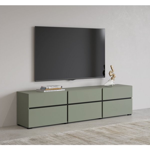 OTTO home Lowboard Cross, moderne grifflose TV-Kommode,3 Klappen/3 Schubkästen, Breite 180 cm, TV-Schrank mit viel Stauraum, TV-Board