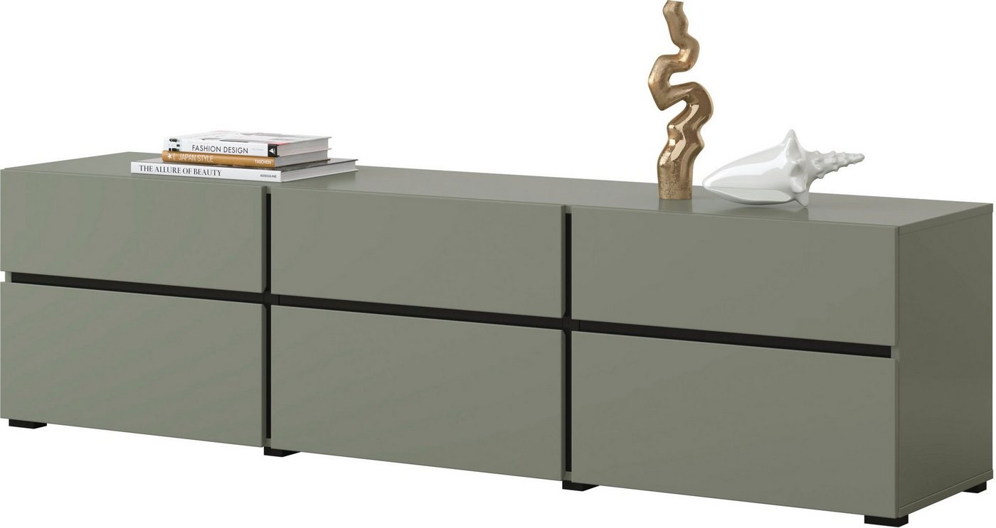 OTTO home Lowboard Cross, moderne grifflose TV-Kommode,3 Klappen/3 Schubkästen, Breite 180 cm, TV-Schrank mit viel Stauraum, TV-Board – Bild 3 von 5