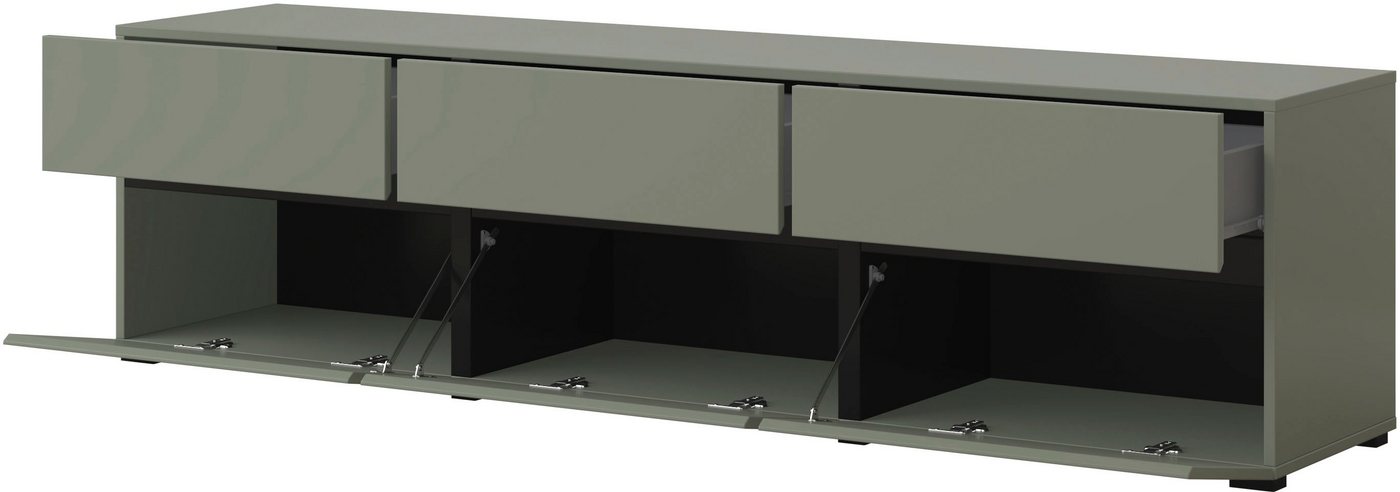 OTTO home Lowboard Cross, moderne grifflose TV-Kommode,3 Klappen/3 Schubkästen, Breite 180 cm, TV-Schrank mit viel Stauraum, TV-Board – Bild 5 von 5