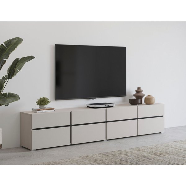 OTTO home Lowboard Cross,Breite 225 cm, moderne grifflose TV-Kommode, TV-Schrank mit viel Stauraum, TV-Board