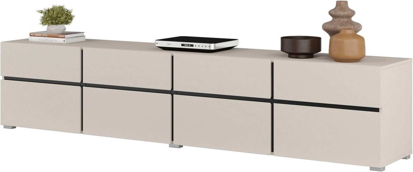 OTTO home Lowboard Cross,Breite 225 cm, moderne grifflose TV-Kommode, TV-Schrank mit viel Stauraum, TV-Board – Bild 4 von 5