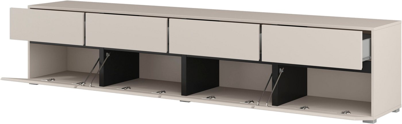 OTTO home Lowboard Cross,Breite 225 cm, moderne grifflose TV-Kommode, TV-Schrank mit viel Stauraum, TV-Board – Bild 5 von 5