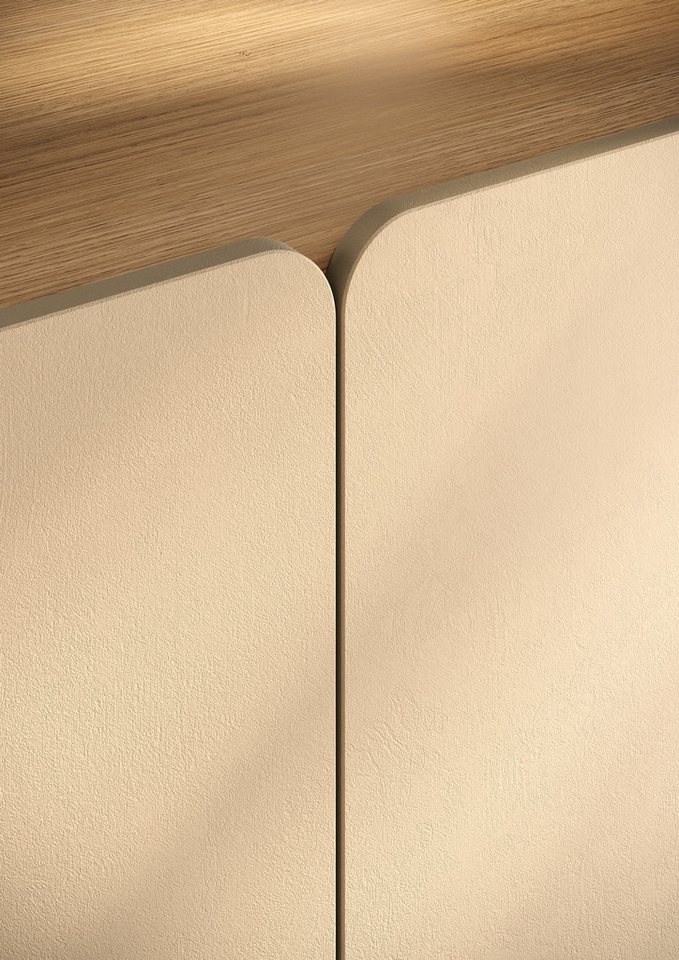 OTTO home Lowboard Dobbiaco, 202 cm breit, 4 Türen, Mediaboard, TV-Schrank, Innenliegendes Top, gerade Metallfüße, Tür mit Rundung – Bild 5 von 5