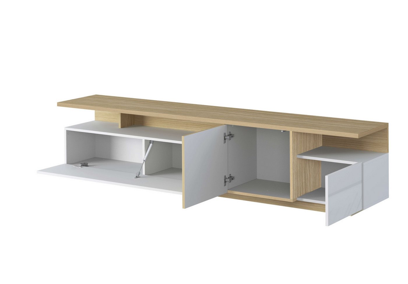 OTTO home Lowboard Lowboard ETHOS,Lowboard,TV-Kommode,TV-Möbel,TV-Bank (1 St), Mit zwei Drehtüren, einer Klapptür und zwei offenen Fächern,B.210 cm – Bild 4 von 5