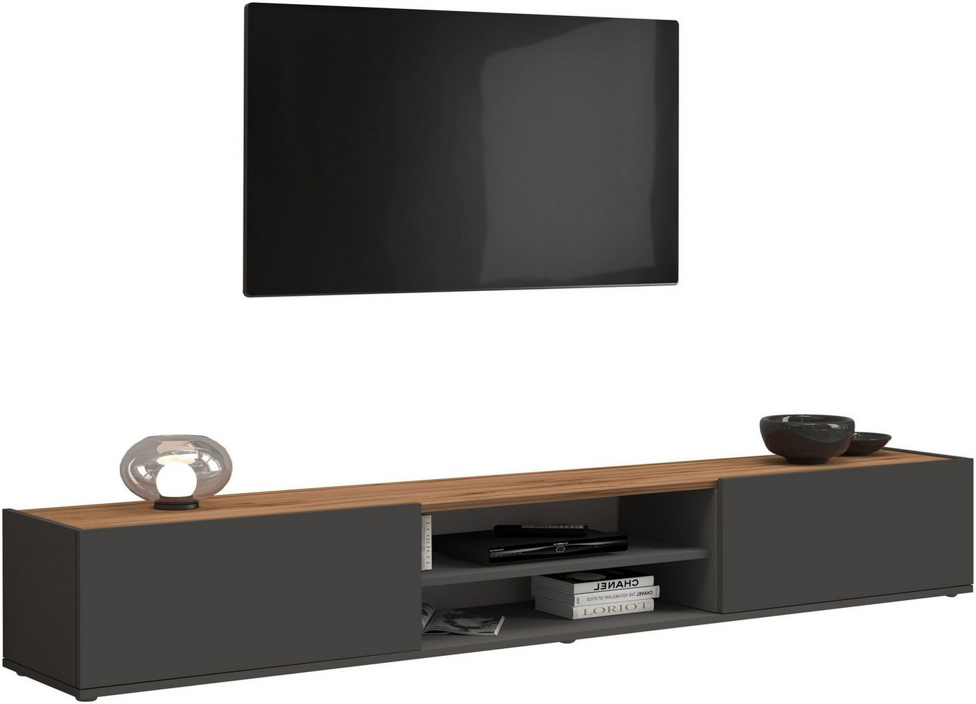 OTTO home Lowboard Garda,TV-Kommode,TV-Möbel,TV-Bank, stehend und hängend, stehend und hängend mit 2 Klappen, 1 Einlegeboden, Breite 210 cm – Bild 2 von 5