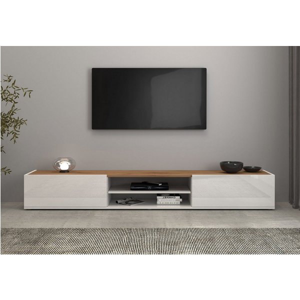 OTTO home Lowboard Garda,TV-Kommode,TV-Möbel,TV-Bank, stehend und hängend, Hochglanzlackierte Fronten, Korpus matt, 2 Klappen, Breite 210 cm