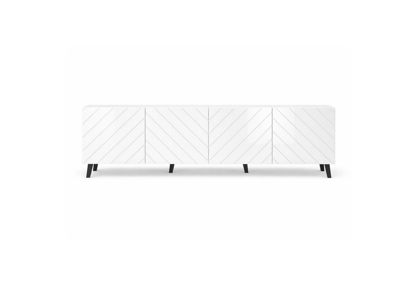 OTTO home Lowboard HOLLY 2.0, TV-Board, TV-Kommode, TV-Schrank, TV-Unterschrank, TV-Möbel, Modernes lackiertes Hochglanz TV-Board, grifflos, Breite 200 cm – Bild 4 von 5