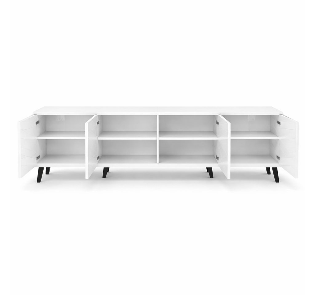 OTTO home Lowboard HOLLY 2.0, TV-Board, TV-Kommode, TV-Schrank, TV-Unterschrank, TV-Möbel, Modernes lackiertes Hochglanz TV-Board, grifflos, Breite 200 cm – Bild 5 von 5