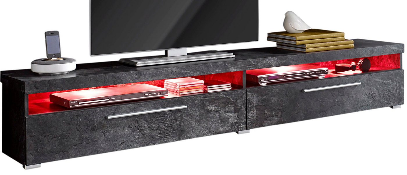 OTTO home Lowboard India,Breite 200 cm, stilvolle Fernsehschrank mit offenen Fächern, TV-Board ohne Beleuchtung, TV-Kommode mit viel Stauraum – Bild 2 von 5