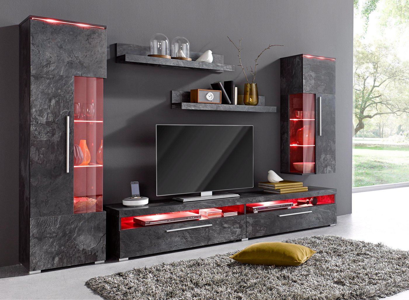 OTTO home Lowboard India,Breite 200 cm, stilvolle Fernsehschrank mit offenen Fächern, TV-Board ohne Beleuchtung, TV-Kommode mit viel Stauraum – Bild 4 von 5