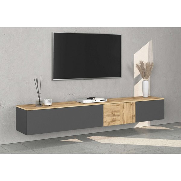 OTTO home Lowboard ISEO, TV-Kommode,TV-Möbel,TV-Bank, 3 Fächer, Breite 200 cm (1 St), stehend/hängend, 1 Klappe, 2 Türen, 3 Fächer, Breite 200 cm