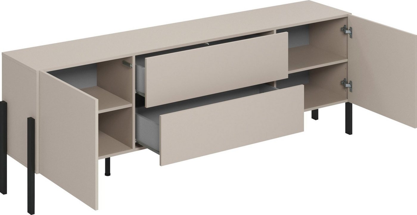 OTTO home Lowboard Jukon,Breite 200 cm, moderne grifflose TV-Kommode,2 Türen/2 Schubladen, TV-Schrank mit viel Stauraum, TV-Board, push-to-open-Funktion – Bild 3 von 5