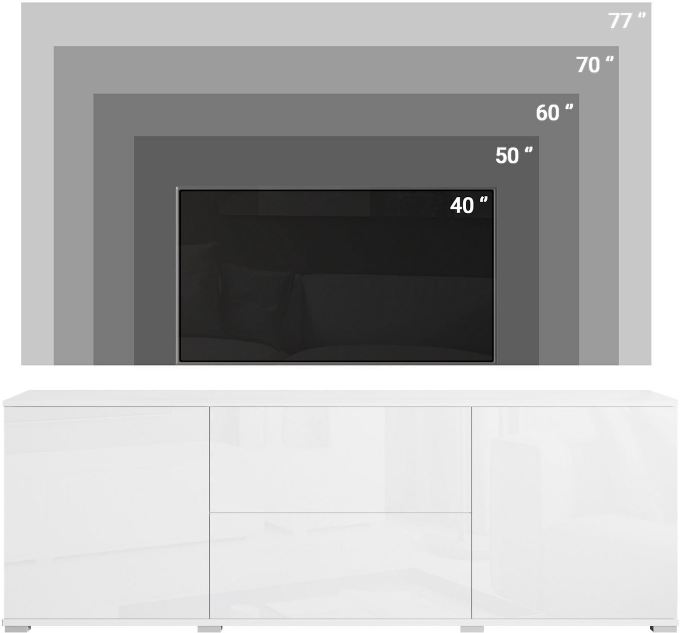 OTTO home Lowboard Kenia (1 St), 2 Türen, 2 Schubladen, Breite 180 cm, höhenverstellbare Einlegeböden – Bild 3 von 5