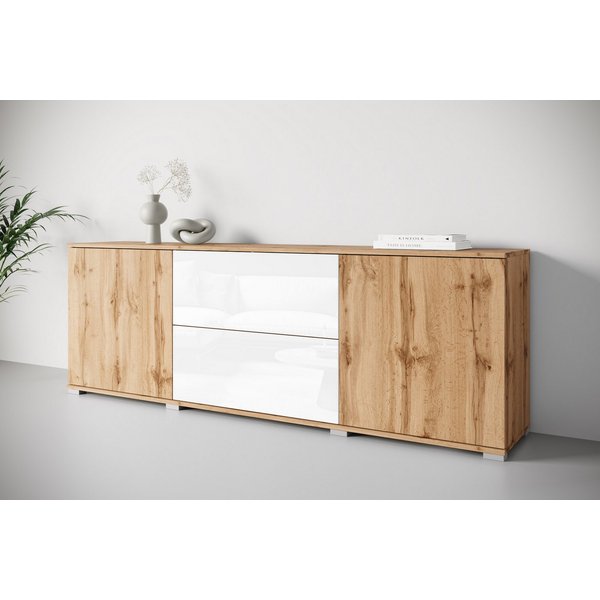 OTTO home Lowboard Kenia (1 St), 2 Türen, 2 Schubladen, Breite 180 cm, höhenverstellbare Einlegeböden