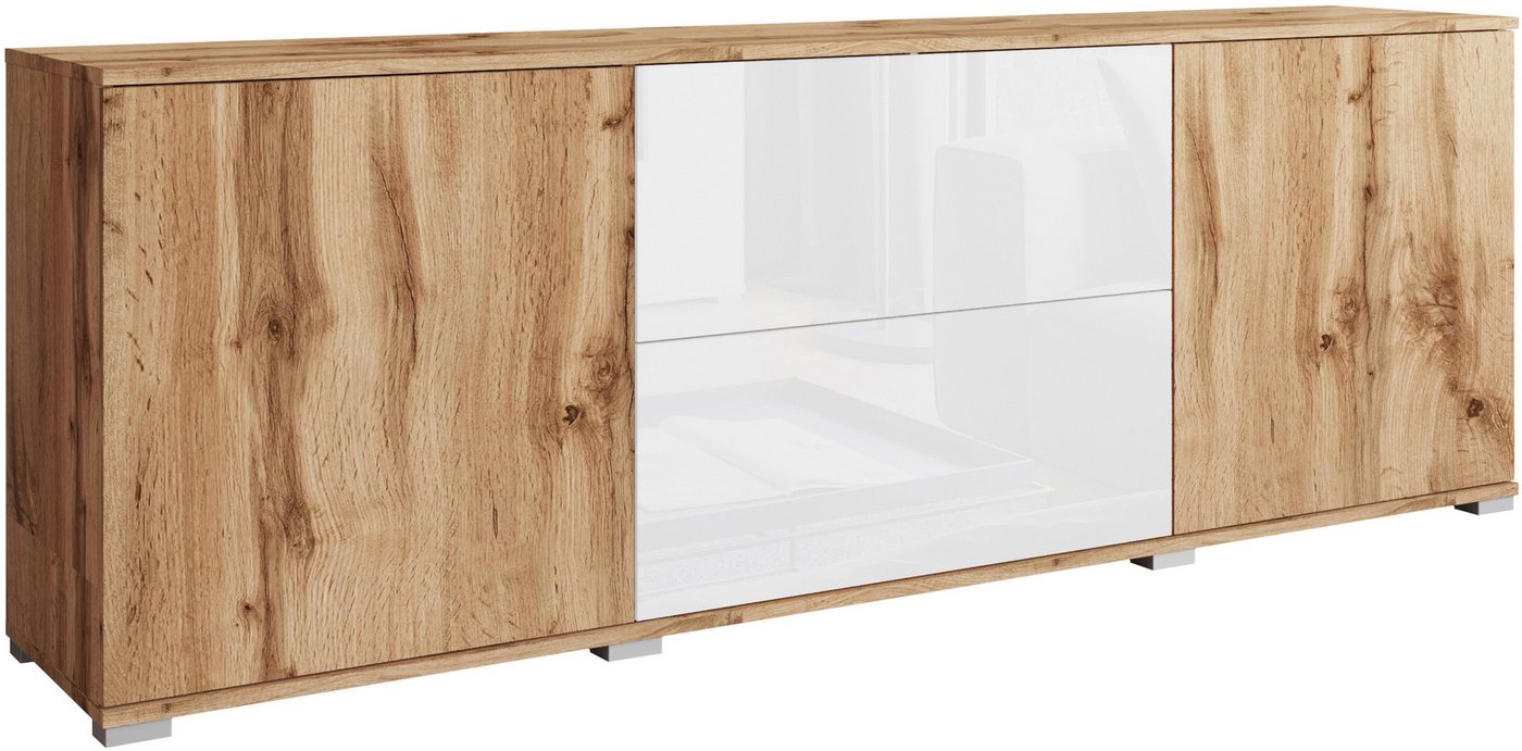 OTTO home Lowboard Kenia (1 St), 2 Türen, 2 Schubladen, Breite 180 cm, höhenverstellbare Einlegeböden – Bild 2 von 5