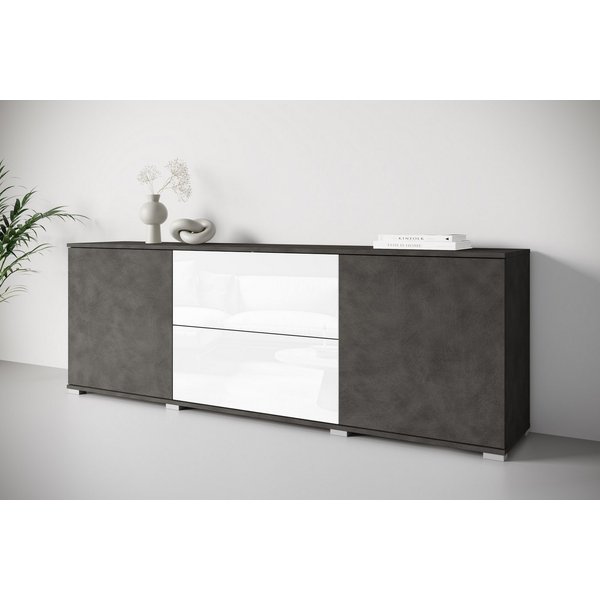 OTTO home Lowboard Kenia (1 St), 2 Türen, 2 Schubladen, Breite 180 cm, höhenverstellbare Einlegeböden