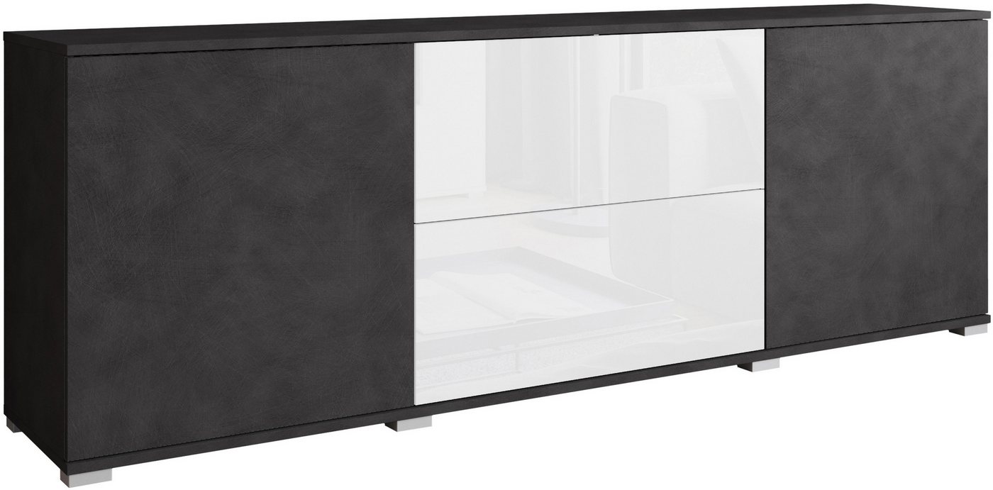 OTTO home Lowboard Kenia (1 St), 2 Türen, 2 Schubladen, Breite 180 cm, höhenverstellbare Einlegeböden – Bild 2 von 5